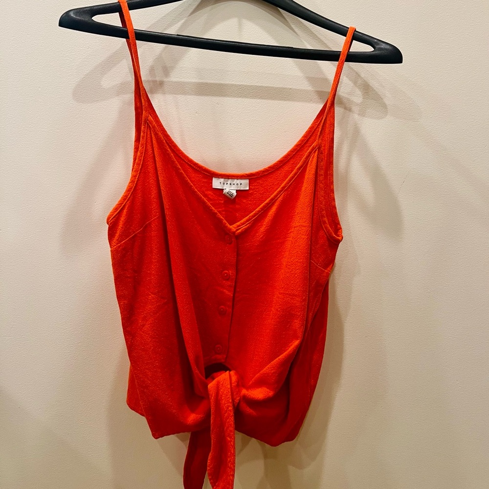 Topshop Bright Orange Camisole with Tie Front